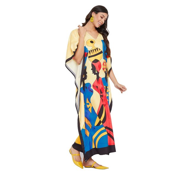 Gypsie Blu Women Caftan Dress Plus Size Lady Tribal Print Maxi Dresses for Party - Picture 5 of 9